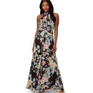 Adrianna Papell Floral Maxi Dress - navy and floral